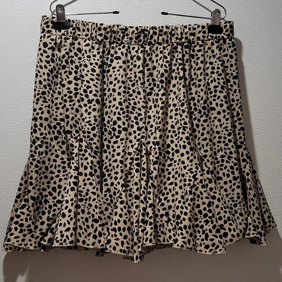 🔥 SALE LEOPARD ANIMAL PRINT SHEER GAUZE PEPLUM FLOATY FLARED MINI SKIRT XXL - Picture 2 of 12